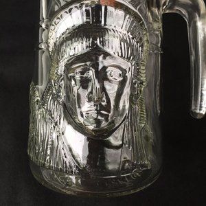 Statue of Liberty Glass Mug Beer Stein Anchor Hocking Centennial 1985 Etched Vtg